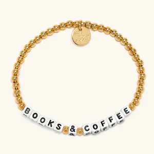 Little Words Project - Books & Coffee Bracelet – 14k Gold-Plated Beads, Trackable Kindness Bracelet – Choose Your Size
