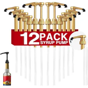 12 count Syrup Pumps with Cap to Avoid Dripping, Leak Proof Coffee Syrup Dispenser, Fits 25.4 Oz/750ml Coffee Flavoring Syrup Bottles,  for  & Coffee Bar Drinking Mixes, , Beverage