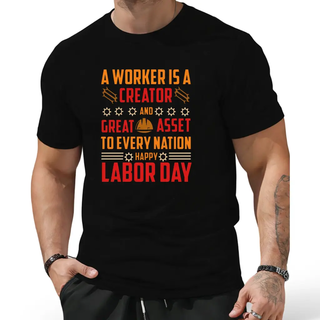 Men S Men S Labor Rights T Shirt A Worker Is a Creator Slogan & Union Apparel Soft Tee for Workers Unions Parades Breathable Relaxed Fit Casual Shirt for Labor Day CelebrationSame Style 2026 Summer Shirt Sleeved Printed T Shirt