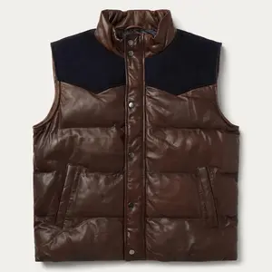 Stetson Quilted Leather Vest - Brown