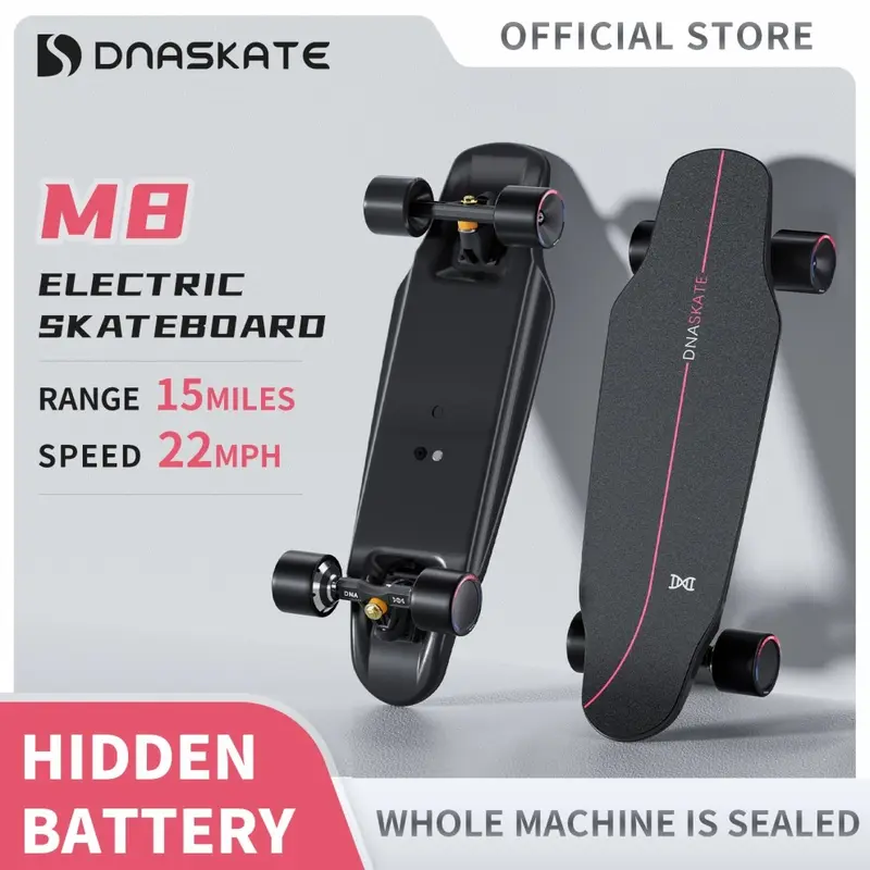 DNASKATE-M8 Skateboard with Remote, 36 Mph Top Speed,15 Miles Range, Longboard Skateboard for Adults ＆Teens
