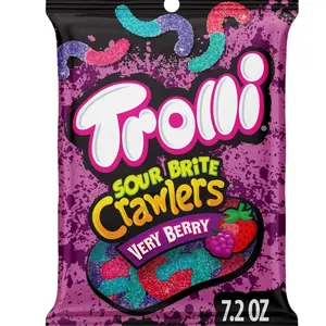 Trolli Sour Brite Crawlers 7.2 oz Very Berry Gummy Worms - Fun Chewy Snack for All Ages - Sweet & Sour Flavor - No International Warranty - Tangy, Bonbon