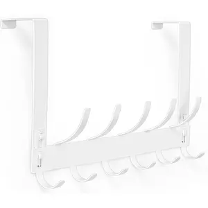 Over The Door Hooks, Door Hanger Hooks for  Clothes, Over The Door Towel Rack for Bathroom, Door Hanger Hook Fits /4" Thick Door, White