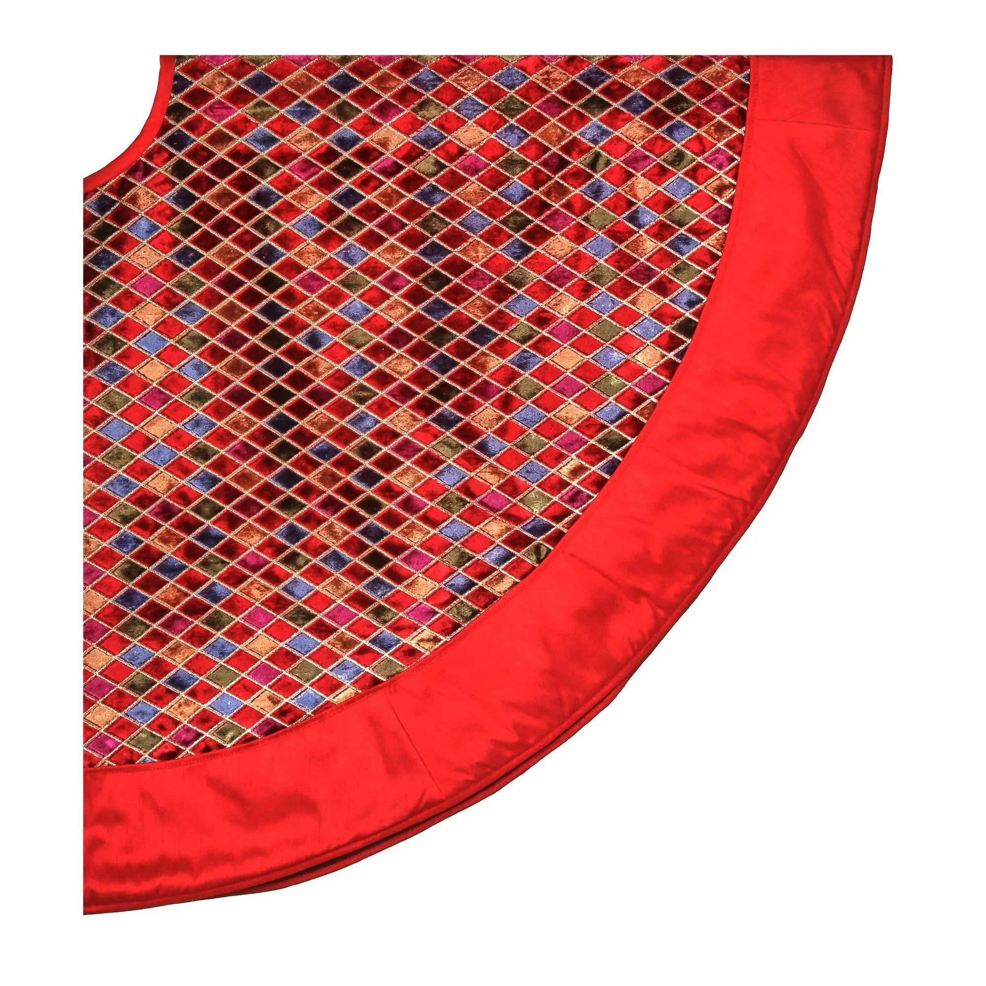 54"D Diamond Holiday Velvet Edge Tree Skirt by Valerie