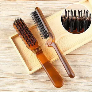 Compact Foldable Hair Brush - Portable Pocket-Sized Comb with Boar Bristles for Smooth, Shiny Hair - Ideal for Travel & On-the-Go Grooming