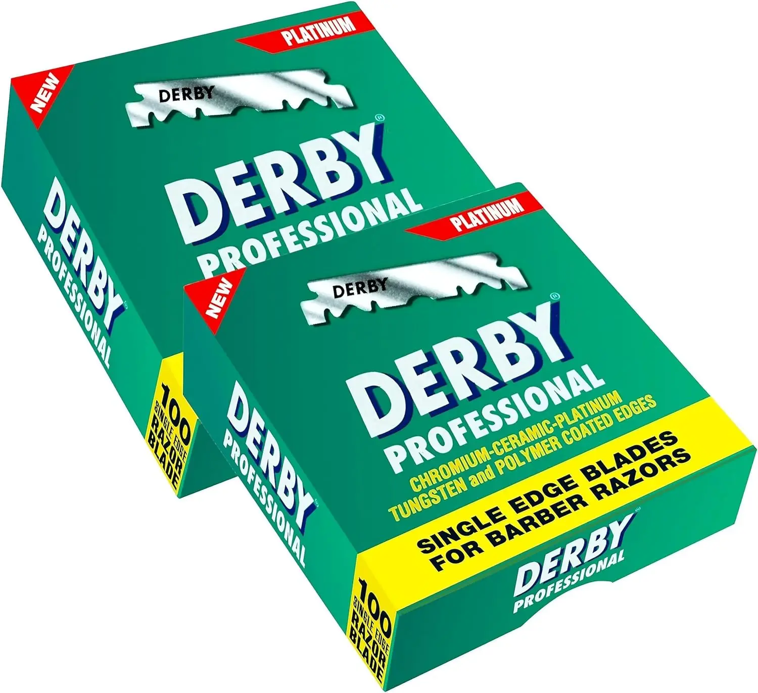 Derby Professional Platinum Single Edge Shaving Razor Blades for Straight Razors - 200 Pieces per Pack, Chrome-Ceramic-Platinum Tungsten & Polymer Coated Edges, Shaving Razors