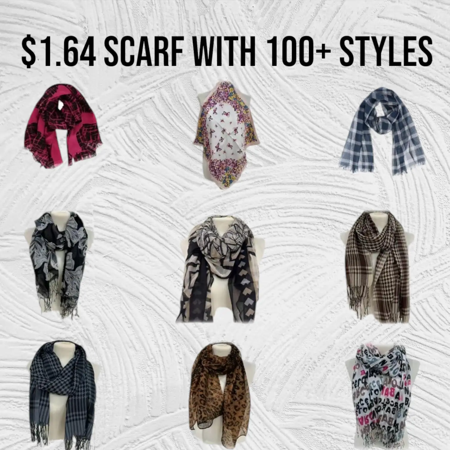 $1.64 Each Fall & Winter Thin/Thick Scarves & Shawl & Wrap for Effortless Style, Chic & Breezy, for Women