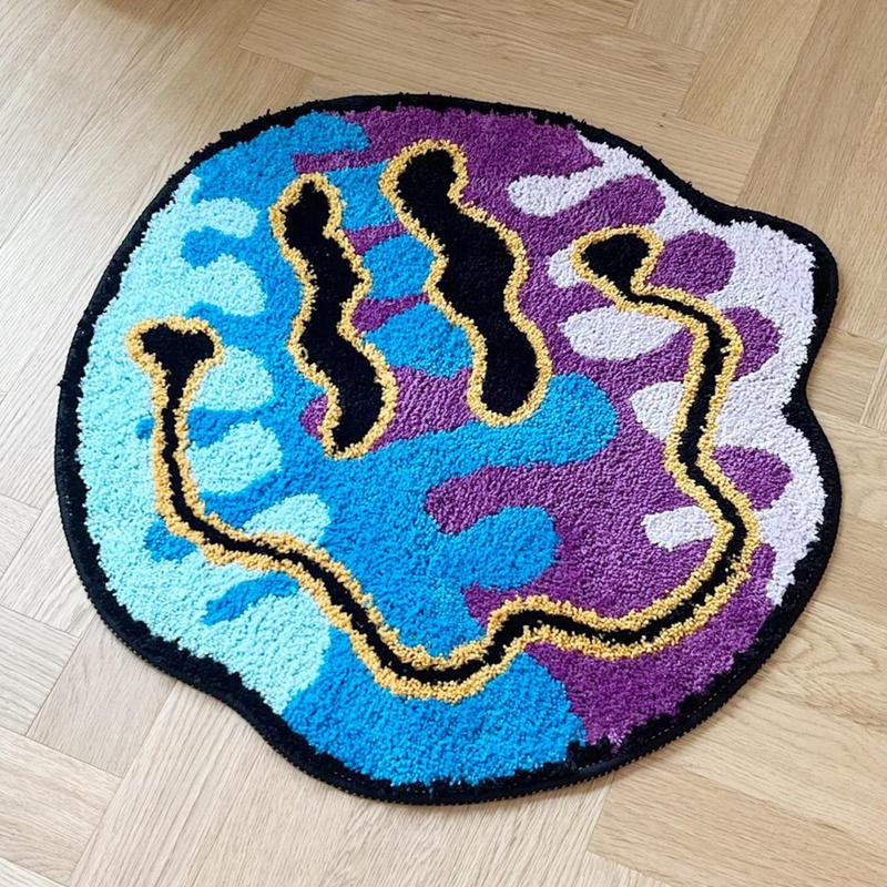 Smile Face Pattern Non-slip Rug, Irregular Soft Fuzzy Carpet ...