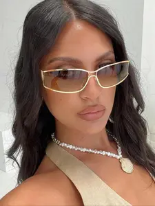 Women's Y2K Street Style Metal Frame Fashion Glasses, Mirrored Shades, Perfect for Music Festivals, Vacations, Parties & Holiday Gifts