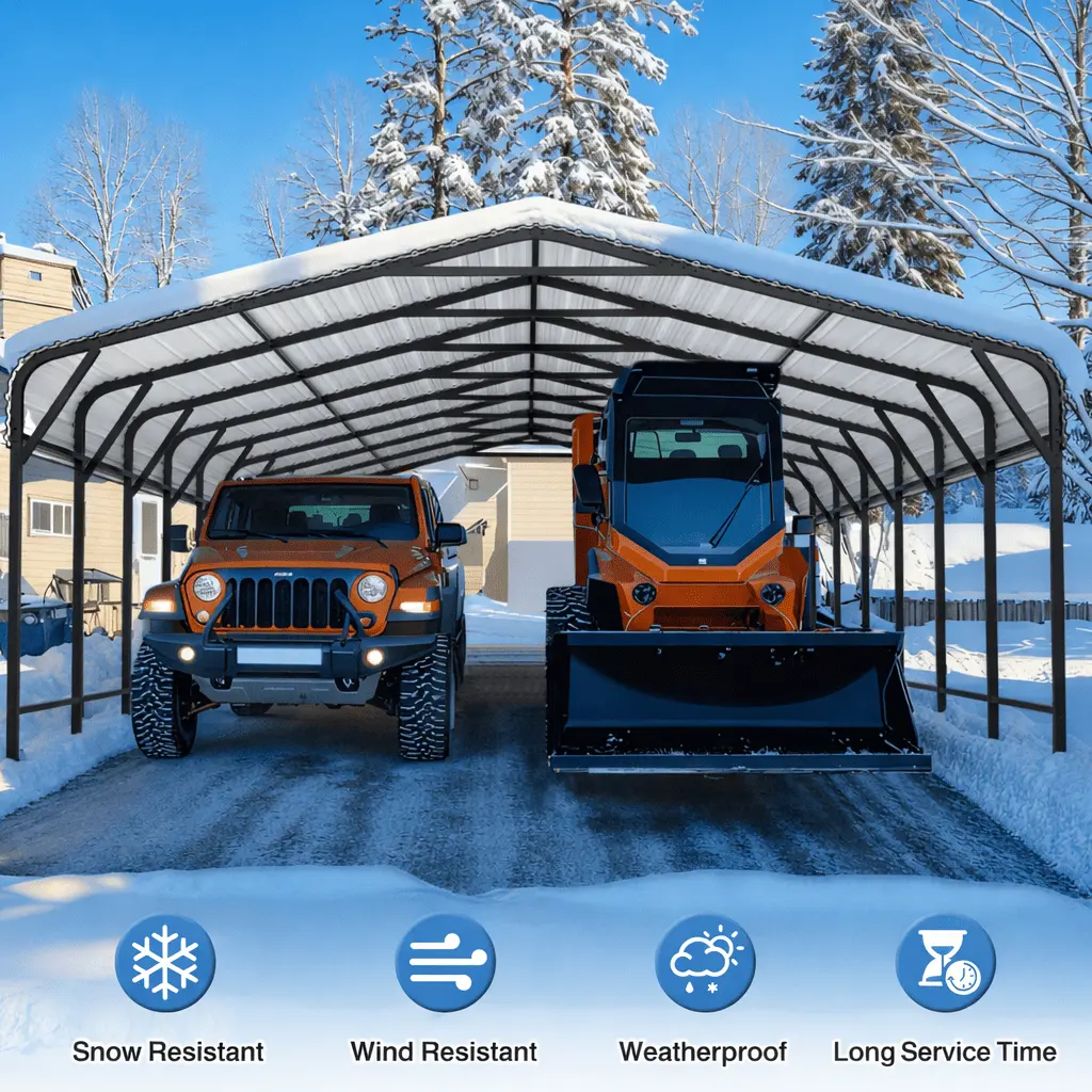 20x30 FT Heavy-Duty Metal Carport Canopy – Reinforced Base, Galvanized Steel Roof & Frame, Garage Shelter for Cars, Boats, and Trucks