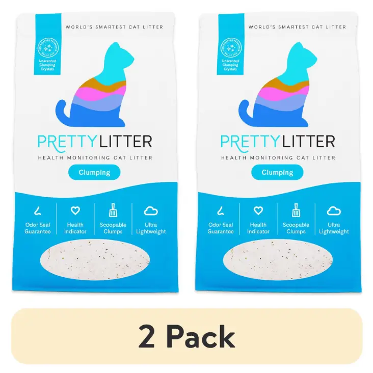 (2 pack) PrettyLitter Clumping Health Monitoring Cat Litter, Unscented, 10 lb Bag