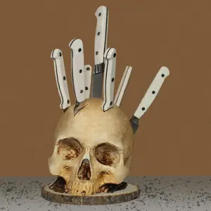 Creative Resin Skull Utensil Holder, Halloween Horror Style Kitchen Decor
