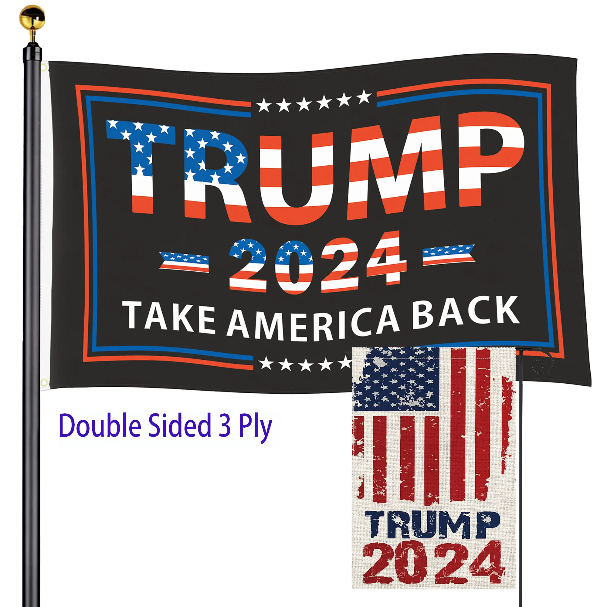 2024 Trump Patriotic Garden Flag, Double-Sided Fade Resistant USA Flag for Outdoor Use, Retro-Style Trump 2024 Decoration Celebrating American Pride