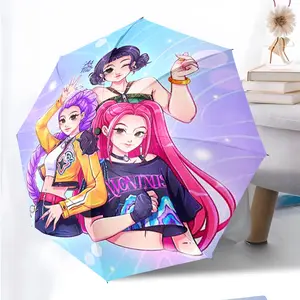 KPop Demon Hunters 48 anime pattern printed new umbrella, 1 self-folding umbrella, lightweight umbrella, portable foldable travel umbrella, outdoor umbrella, Christmas birthday festival gift