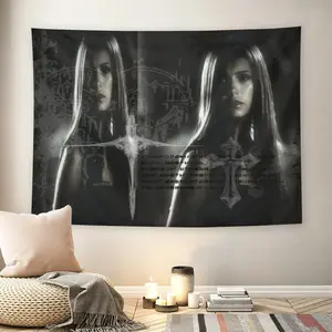 Gothic Cross Aesthetic Wall Flag, Black & White Dark Academia Print, Mid-century Modern Black Flash Manga Style, Y2K Grunge Vibe, For Adult Fans, Edgy Room Decor, Living Room, Bedroom, Emo Tapestry