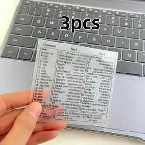 3pcs Transparent PVC Keyboard Cover Stickers, Ideal for Word Excel Windows Shortcuts, Boost Office Efficiency, Quick Reference Guide Labels