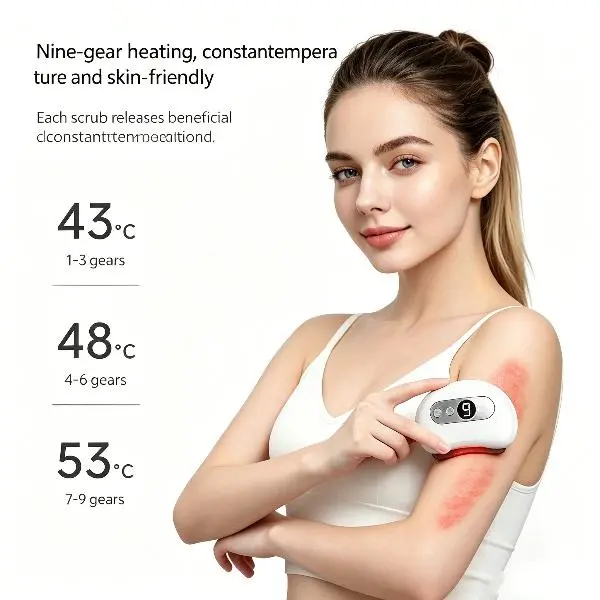 GLR-888 Electric Bian Stone Gua Sha Massager - 9-Gear Heat & Vibration, Far Infrared Heating, Wireless Portable Facial Scraping & Skin Lifting Tool for Beauty & Personal Care Face Massagers Gift