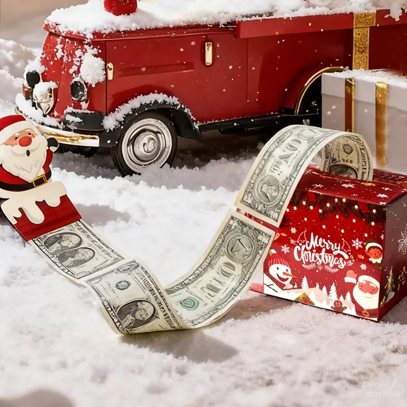 Christmas Money Pull-Out Box (2pcs, Gift Box Design, Holiday Theme) – Indoor Recreation Festive Surprise Cash Gift for Wives, Sports & Outdoor Leisure Party Supplies, Christmas Money Box 2Pcs