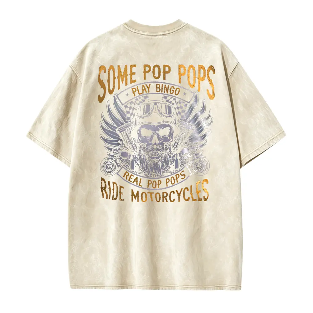 Funny Biker Grandpa Shirt - Some Pop Pops Play Bingo Real Pop Pops Ride Motorcycles Tee, Gift for Biker Granddad, New Grandpa T-Shirt