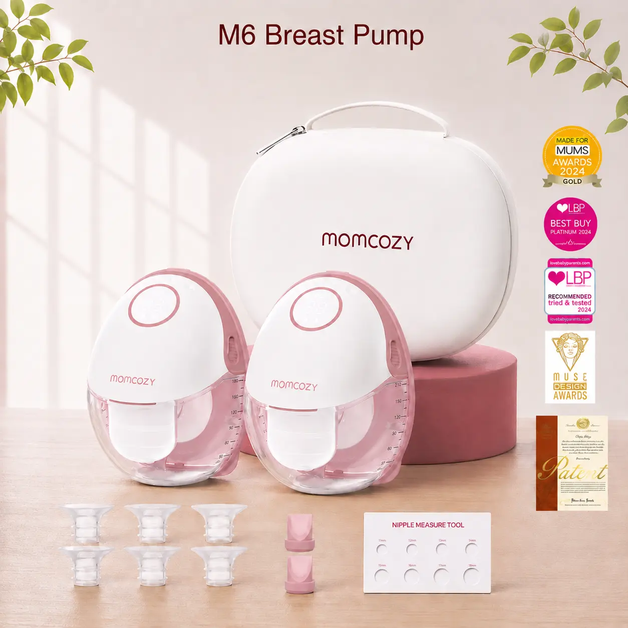 Momcozy  Hands-Free Mobile Breast Pump | M6, Wearable Breast Pump, Ideal Rhythm, DoubleFit Flange, Better Fit, More Discreet, 3 Modes and 9 Levels, 24mm