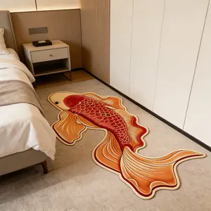 Creative Koi Fish Shaped Bedside Decorative Kawaii Rug, Luxurious High-End Living Room Hallway Carpet, Soft Plush Washable Area Rug Floor Mat for Home Bathroom Balcony