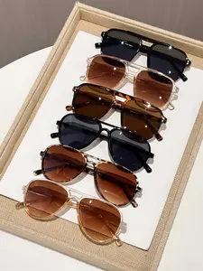 6 Pairs Fashionable Classic Aviator Sunglasses Set, Ideal for Travel, Beach, Bar, Daily Wear, Uv400 Protection, Sun Protective Sunglasses, All Seasons, Summer Sunglasses