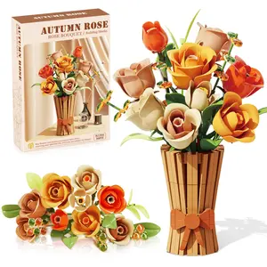 Rose Bouquet Building Set, 868 Piece Kit, Plant Bonsai Tree Blocks, Valentine's Day Birthday Gift for Women Wife Girlfriend Adult Friends, Artificial Flowers Bouquet