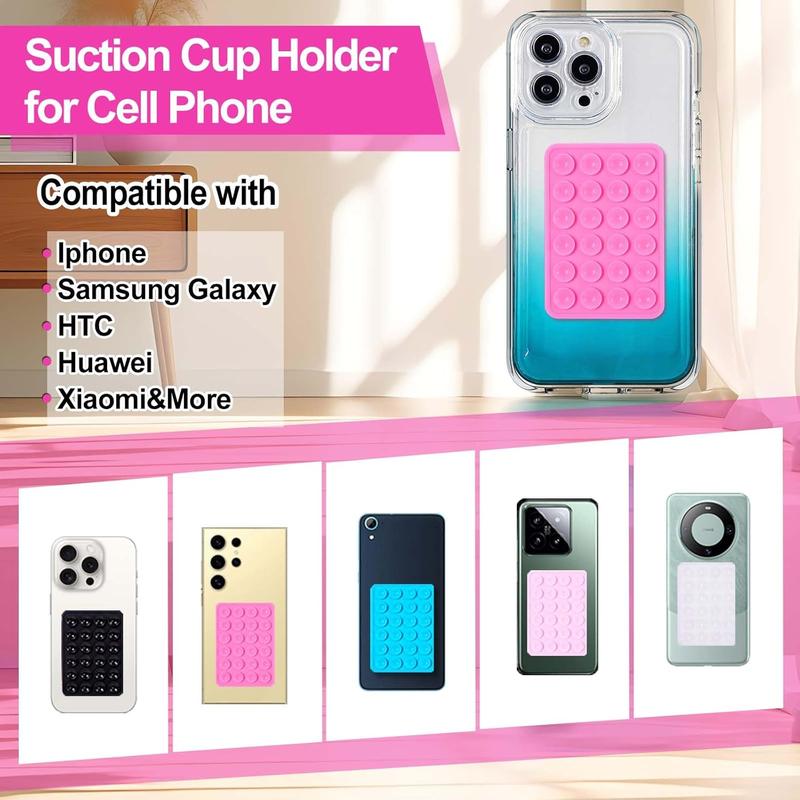 2 Pack Silicone Phone Grip Holder, Non Slip Sticky Grip For Cellphone, Silicone Adhesive 24 Suction Cup Phone Mount, Hands-Free Mobile Holder For Selfies and Videos, Strong Grip For Smartphones.