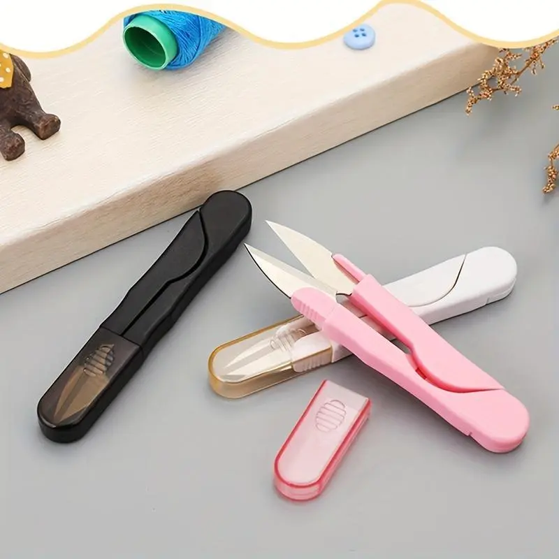 1pc Safety Sewing Scissors - Thread Cutting, Embroidery Cross Stitch U-Shaped Scissors with ABS Handle, Ideal for Crafts and Sewing Projects, Crafting Essentials | Durable Scissors, Sewing Accessorie, Sewing Tools, Sewing Supplies Crafts