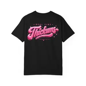 Real Fine Thickums T-Shirt | Pink Retro Script Heart Design