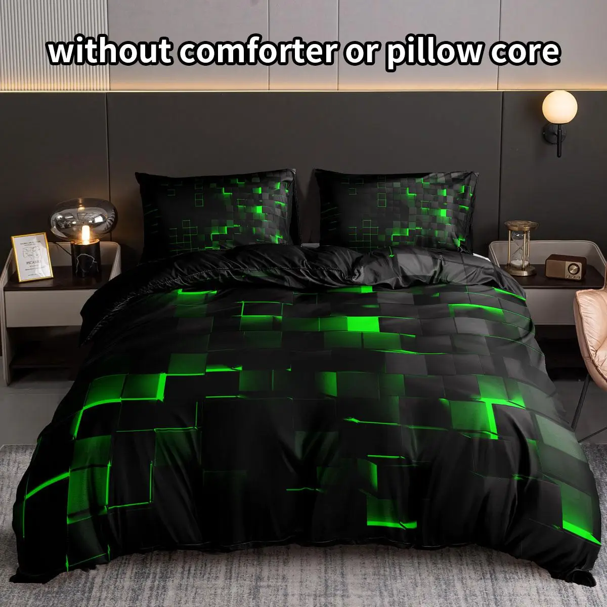 Energy Block Print Duvet Cover Set, 3 Counts/set Modern Duvet Cover Set, Including 1 Count Duvet Cover & 2 Counts Pillowcase without Filler, Soft Comf