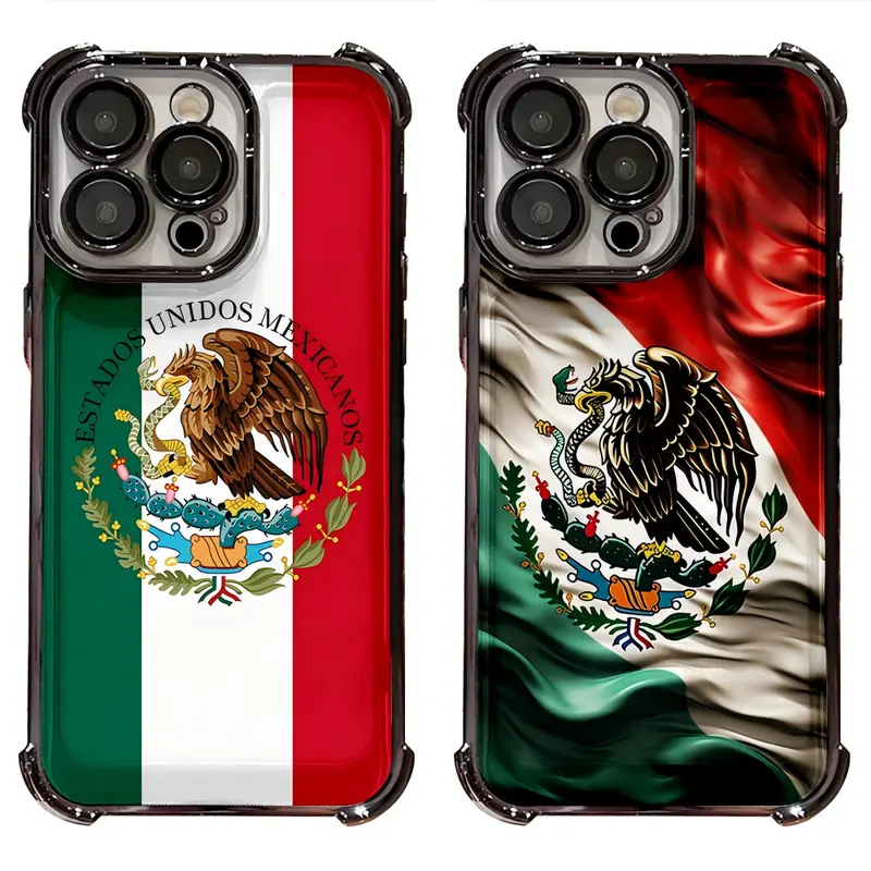 Mexico Flag Eagle Phone Case Mexican National Emblem Protective Cover for iPhone 18/17/1615/14/13/12/11 Pro Max, Shockproof Corners Design