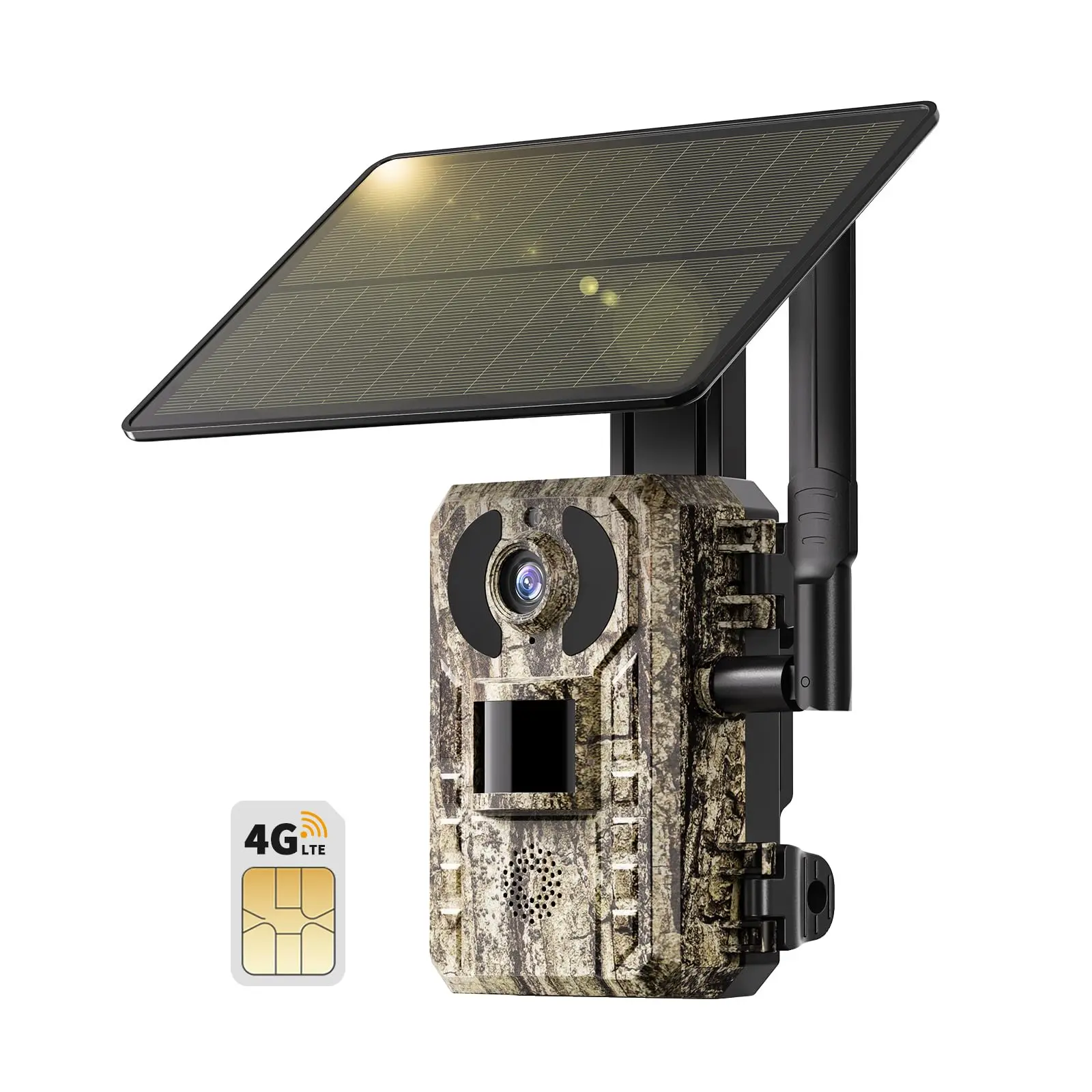 Solar LTE Outdoor Security Camera 4G with 2.7K Live View No WiFi Solar Powered Camera Remote Phone Access and Playback Motion Activated and 0.2 Second Trigger Time Night Vision Built-in SIM Card Hunting Camera for Farm Garden Ranch
