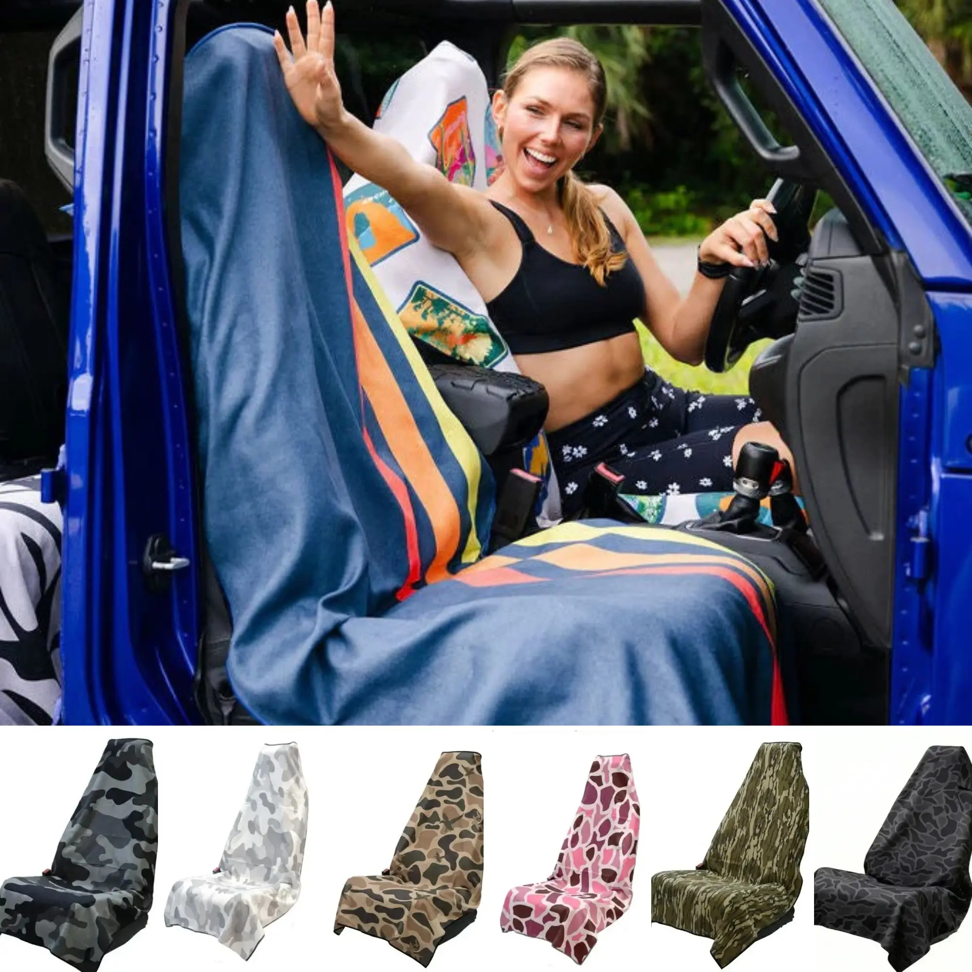 Bottomland Camo Car Seat Cover Towel – Full Size Absorbent Quick Dry Auto Seat Protector for Travel, Outdoor & Daily Use