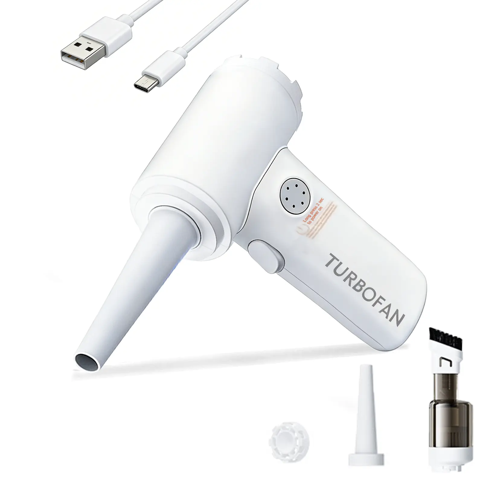 Ormos 2-in-1 Wireless Mini Desk Vacuum & Air Duster, Portable USB Rechargeable Turbo Fan Keyboard Cleaner for Household Use