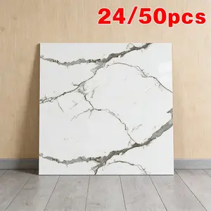 24/50 Piece Self-Adhesive Marble Wallpaper, 11.8x11.8 Inch Waterproof, Marble Pattern, No Glue Needed, Kitchen Bathroom Living Room Wall Decor