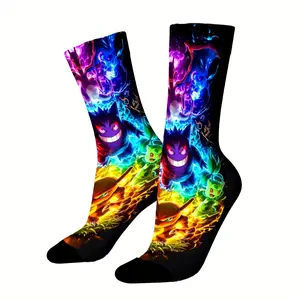 Mid-calf socks featuring Charizard, Gengar, Bulbasaur, and Mewtwo elements, these durable, heat-generating socks are unisex, perfect for fans, and make great holiday or birthday gifts.