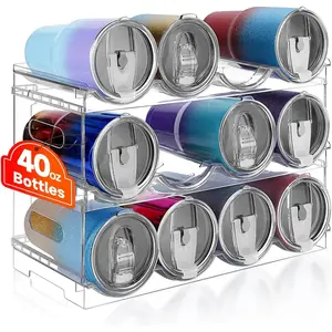 Large Compartment Water Bottle Organizer Rack,3 Pack Stackable Tumbler Storage for Kitchen Fridge Cabinet Organization and Storage,/Drink/Water Bottle Storage Organizer