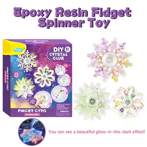 Kids DIY Glow-in-the-Dark Finger Gyro, Creative Resin Craft Kit (Makes 6) with Rich Accessories, Smooth Spinning, Inspires Creativity, Stress-Relief Parent-Child Interactive , The Best Birthday & Holiday Gift for Kids