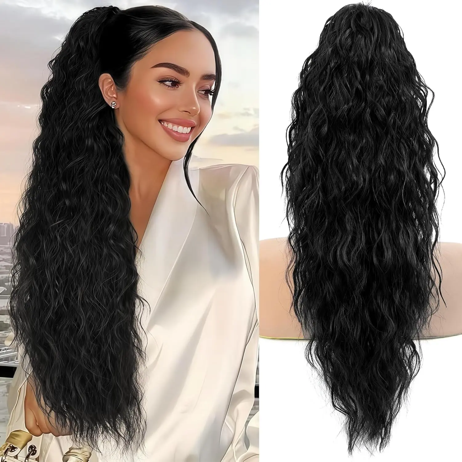 22 Inch Human Hair Ponytail Extension with Claw Clip 120g Straight SEGOHAIR Claw Clip Ponytail Hair Extensions Human Hair, 22  main image 2
