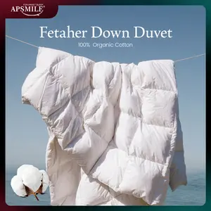 APSMILE Pure Cotton Feather Down Duvet Comforter Nature Duvet Insert All Season 100% Organic Cotton for Sweet Sleep