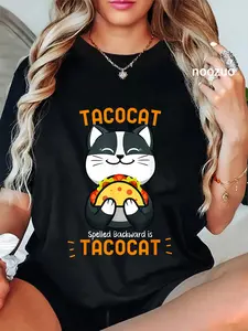 100% Cotton TacoCat Shirt Cinco of Mayo Mexican Taco Cat Tacos T-Shirt