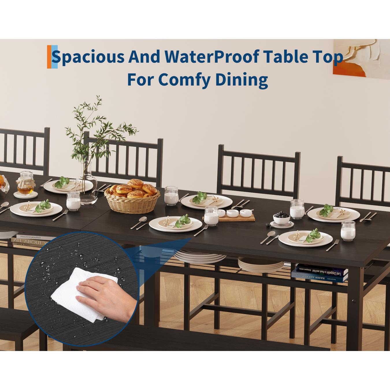 4-Piece Farmhouse Dining Set for 4, Compact Kitchen Table with Chairs, Bench & Storage, Perfect Dining Furniture for Small Spaces & Apartments