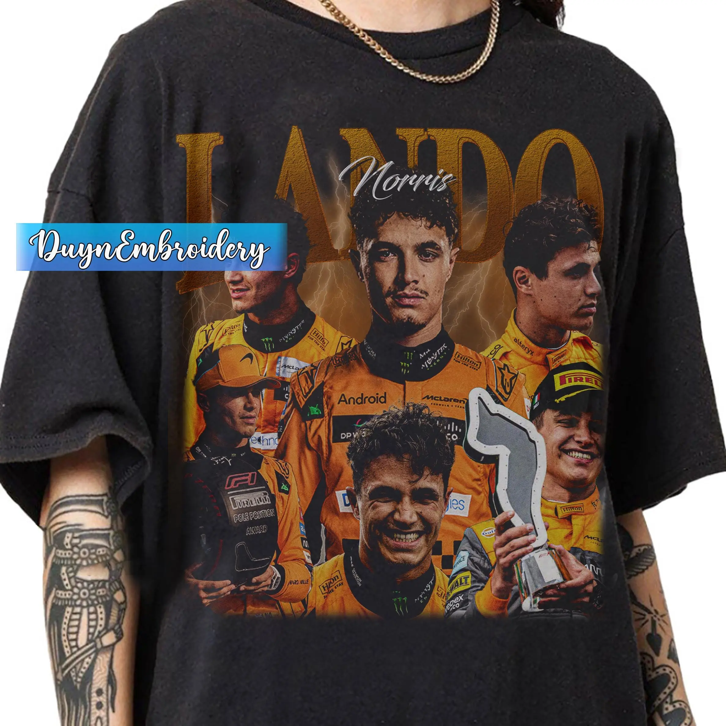 Men's Unbranded 90s Vintage Classic Cotton Menswear Graphic T-Shirt - Round Neck, Black, Casual Streetwear Lando Norris Bootleg Rap Top, Unisex Adult Gift, Graphic T Shirts