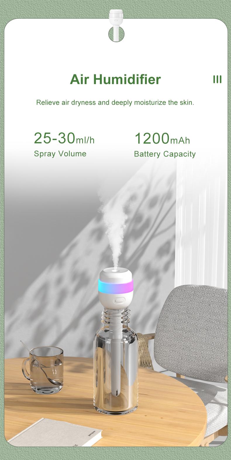 Portable Mini Humidifier,Air Purifiers,Colorful,USB Powered,Water Shoortage Protection, Ultra-Quiet, Portable Mini Air Purifiers foor Bedroom Desk Car Travel Office Baby