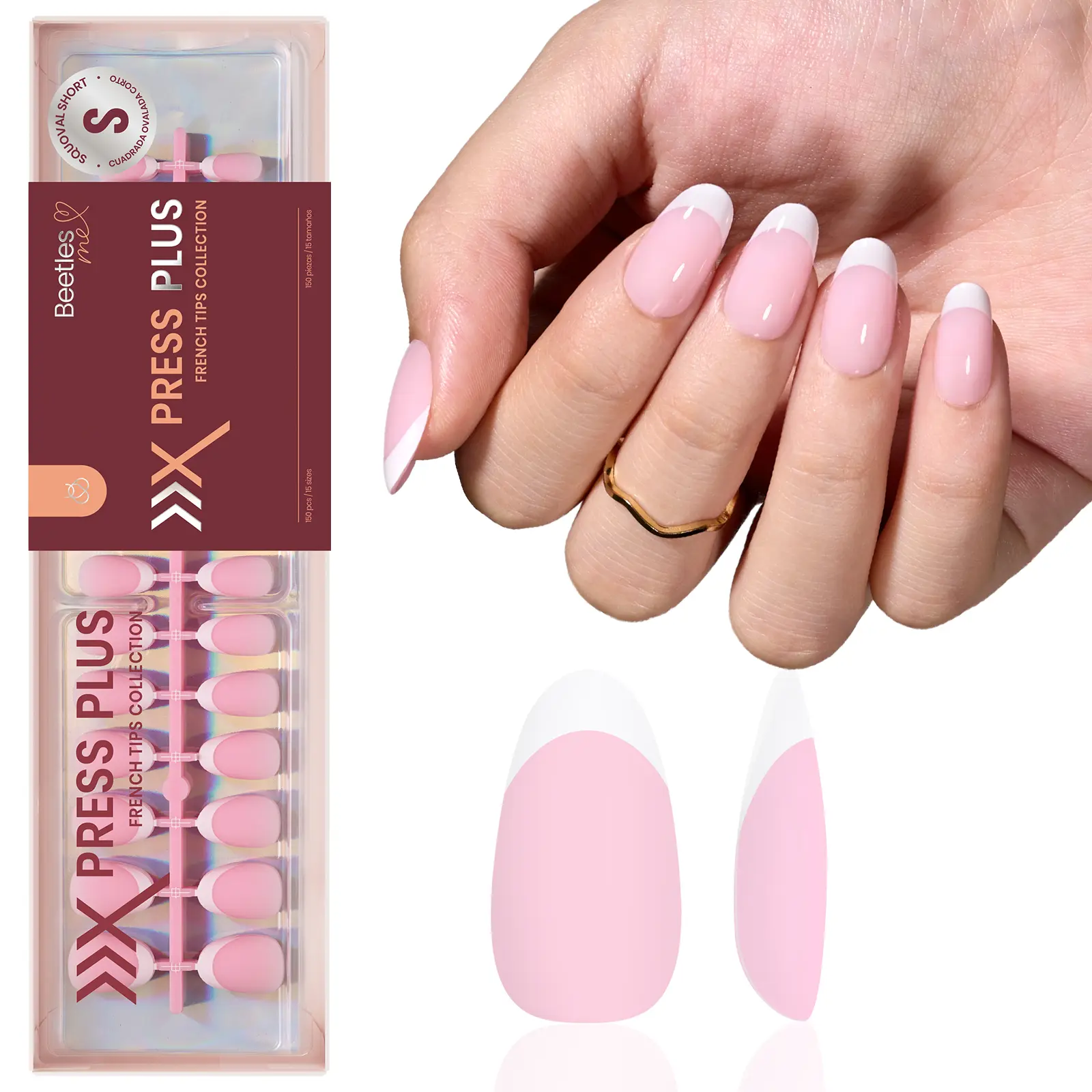 Short Oval【Pink】15Sizes 150Pcs [Only Tips]