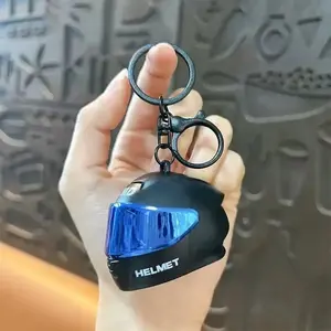 3d Creative Simulation Motorcycle Helmet keychains Mini Stereo Cap Model Backpack Key Pendant For Men Ornament Gifts