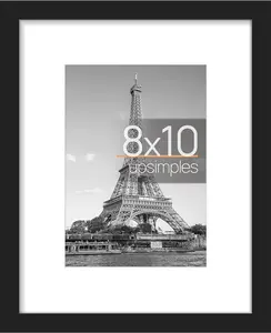 8x10 Picture Frame, Display Pictures 5x7 with Mat or 8x10 Without Mat, Wall Hanging Photo Frame, Black, 1 Pack
