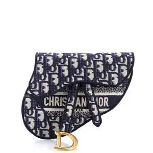 Pre-owned Dior material Belt Bags Christian Saddle Belt Bag Logo Embroidered Oblique Canvas by Rebag