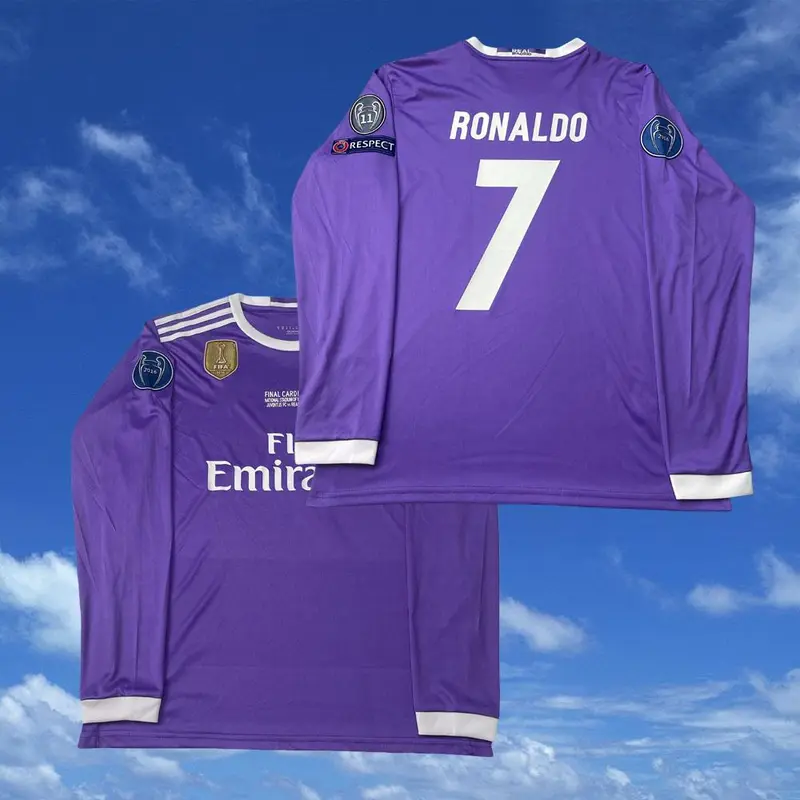 16 17/Long Sleeve/7# Ronaldo/Fans Version/Soccer Jersey/Purple/Retro/Football Jersey